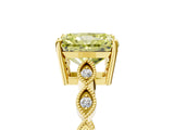 Yellow gold Fancy Yellow Radiant Cut Solitaire Diamond Ring with Infinity Twist Band and Four-Prong Setting_5