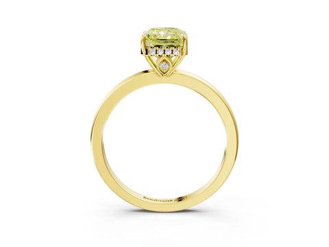 Yellow gold Fancy Yellow Radiant Cut Solitaire Diamond Ring with Prong Setting and Plain Band_3