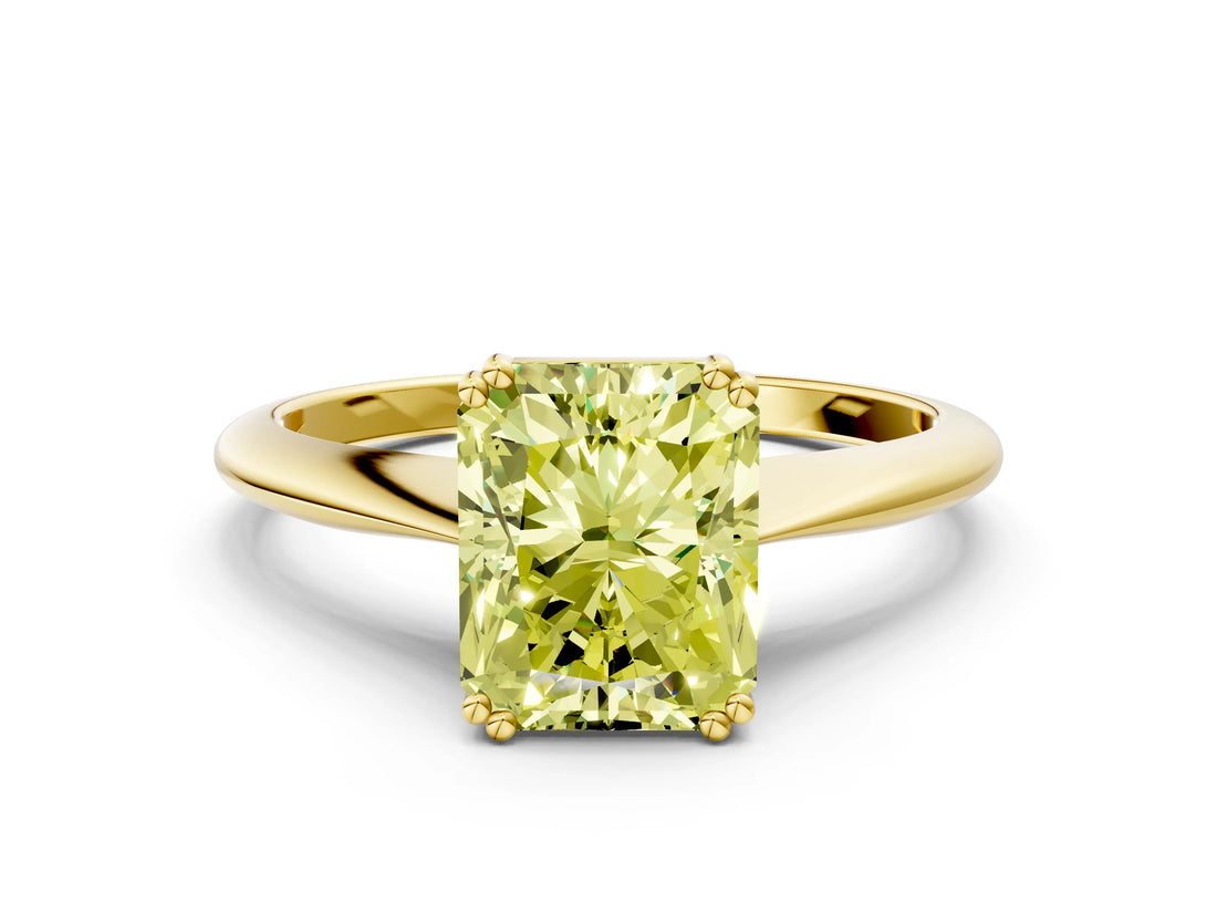 Yellow gold Fancy Yellow Radiant Cut Solitaire Diamond Ring with Six-Prong Setting and Classic Band_12