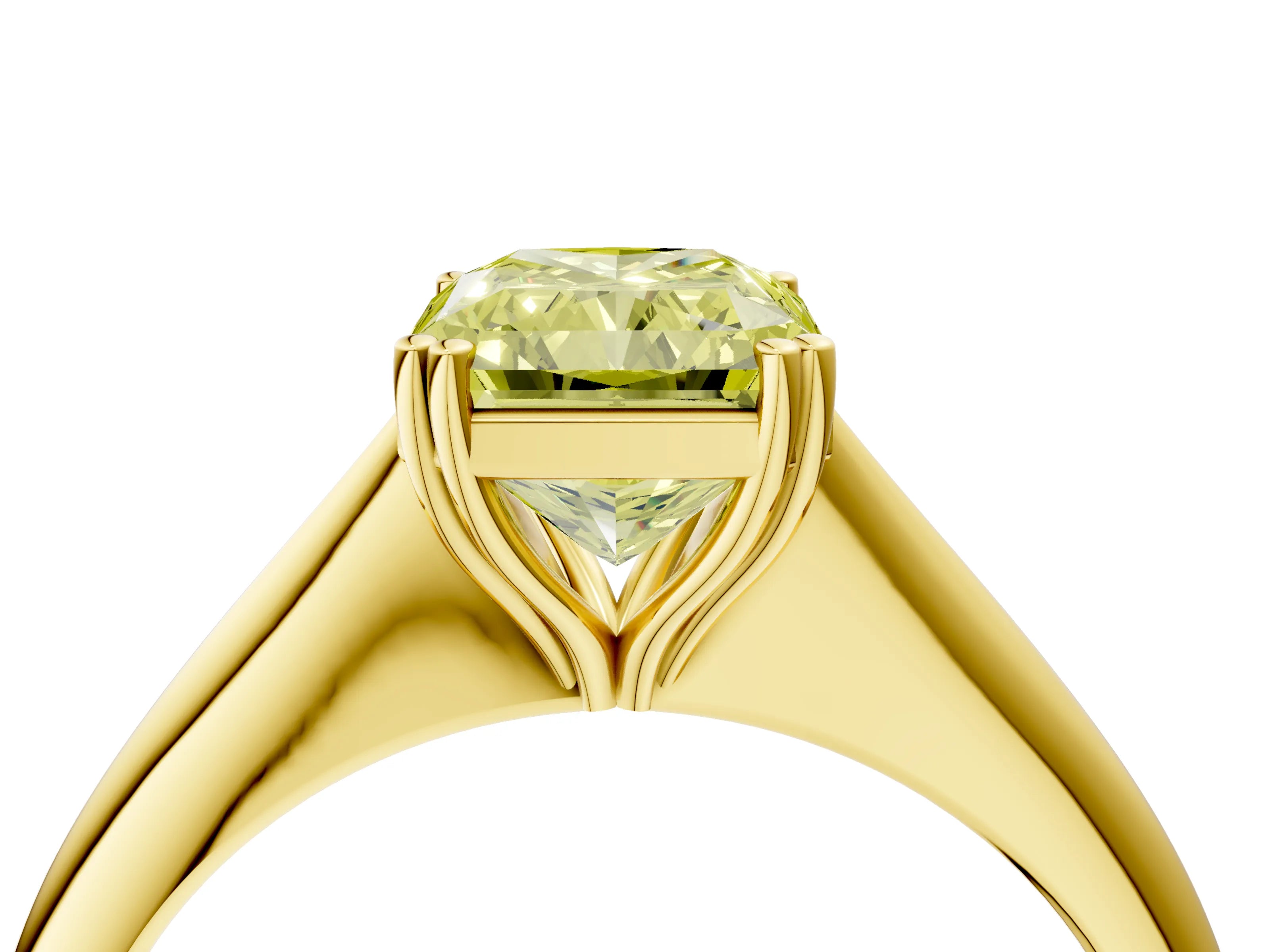 Yellow gold Fancy Yellow Radiant Cut Solitaire Diamond Ring with Six-Prong Setting and Classic Band_4
