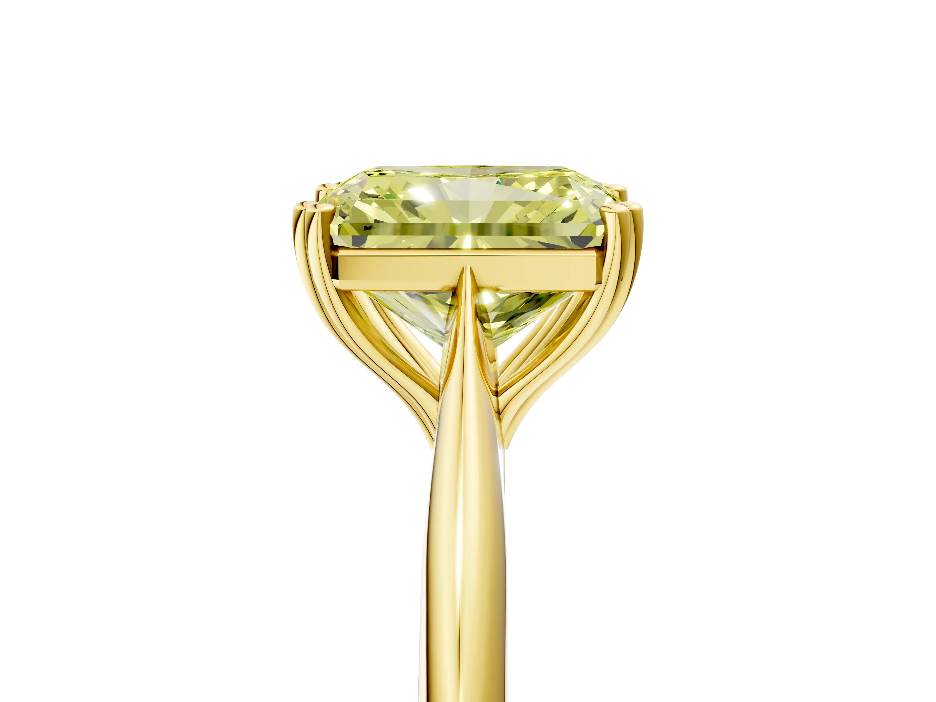 Yellow gold Fancy Yellow Radiant Cut Solitaire Diamond Ring with Six-Prong Setting and Classic Band_5