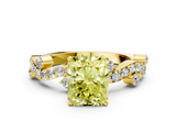 Yellow gold Fancy Yellow Radiant  Cut Solitaire Diamond Twisted Band with Pave Setting_42