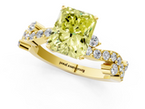 Yellow gold Fancy Yellow Radiant  Cut Solitaire Diamond Twisted Band with Pave Setting_43
