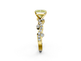 Yellow gold Fancy Yellow Radiant  Cut Solitaire Diamond Twisted Band with Pave Setting_44