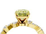 Yellow gold Fancy Yellow Radiant  Cut Solitaire Diamond Twisted Band with Pave Setting_46