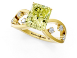 Yellow gold Fancy Yellow Radiant  Cut Solitaire Diamond with Side Stones on Criss-Cross Band and Four-Prong Setting_4