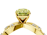 Yellow gold Fancy Yellow Radiant  Cut Solitaire Diamond with Side Stones on Criss-Cross Band and Four-Prong Setting_7