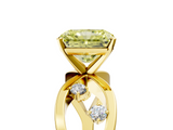 Yellow gold Fancy Yellow Radiant  Cut Solitaire Diamond with Side Stones on Criss-Cross Band and Four-Prong Setting_8