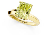 Yellow gold Fancy Yellow Radiant  Cut Solitaire Engagement Ring with Flat Band and Four-Prong Setting 3