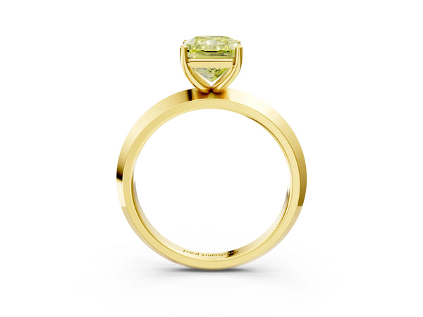 Yellow gold Fancy Yellow Radiant  Cut Solitaire Engagement Ring with Flat Band and Four-Prong Setting
