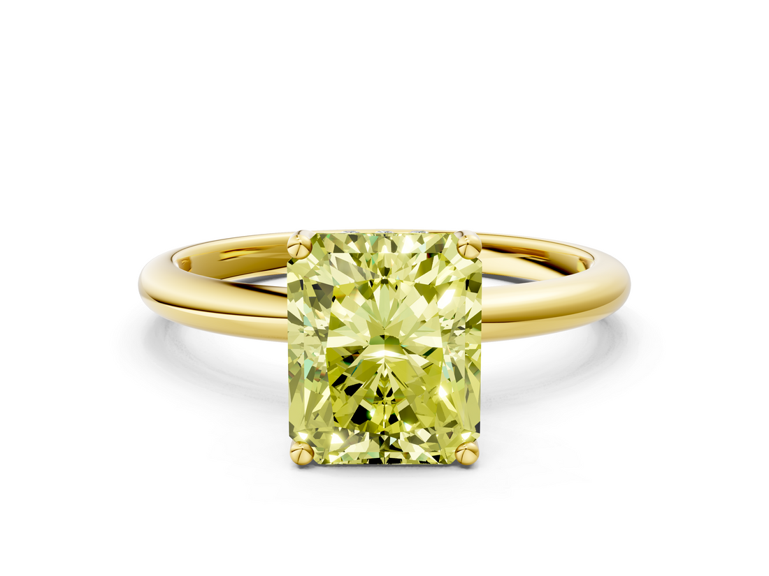 Yellow gold Fancy Yellow Radiant  Cut Solitaire Engagement Ring with Four-Prong Setting and Classic Band_20