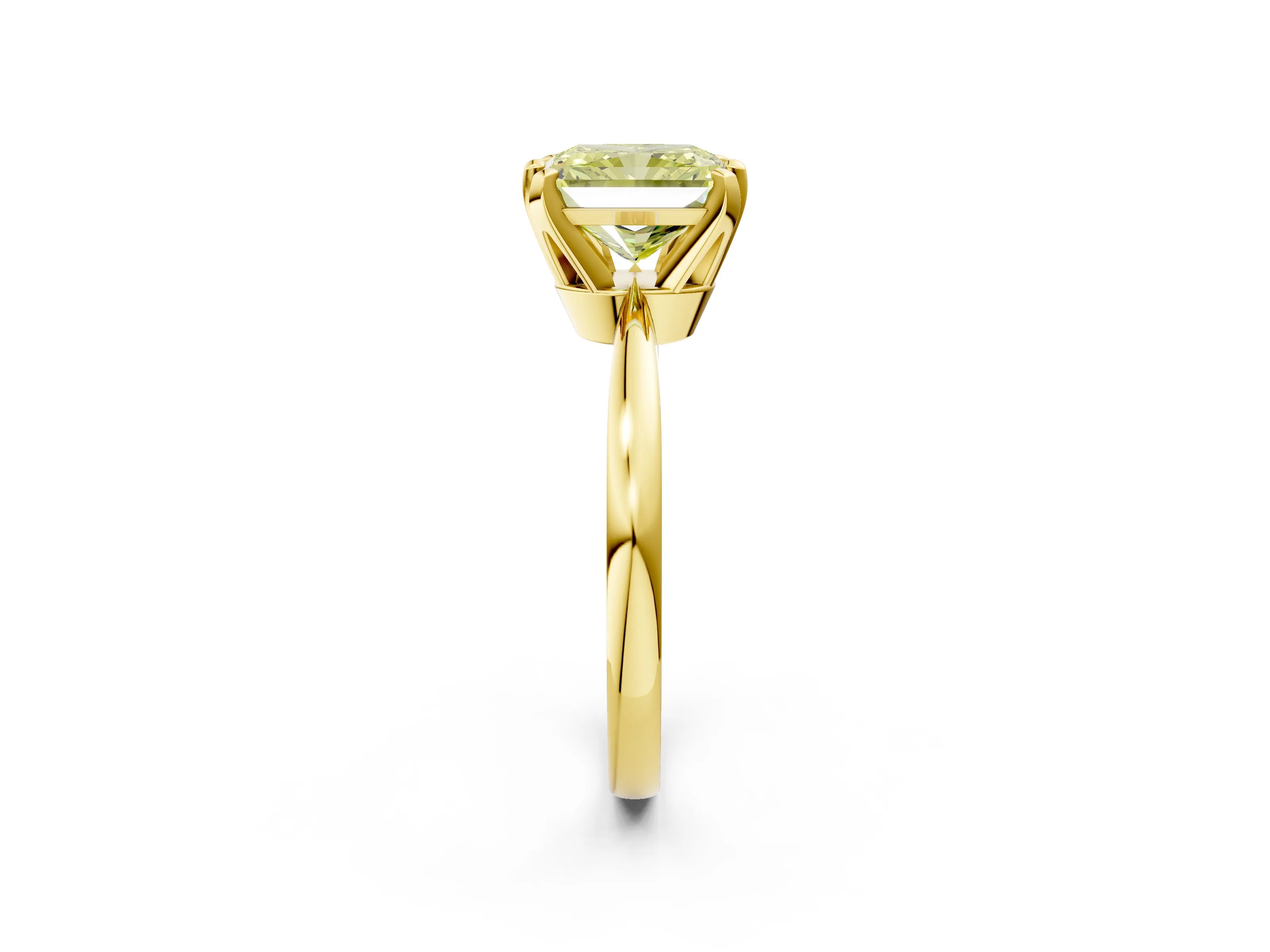 Yellow gold Fancy Yellow Radiant Cut Solitaire Engagement Ring with Six-Prong Setting and Tapered Band_2