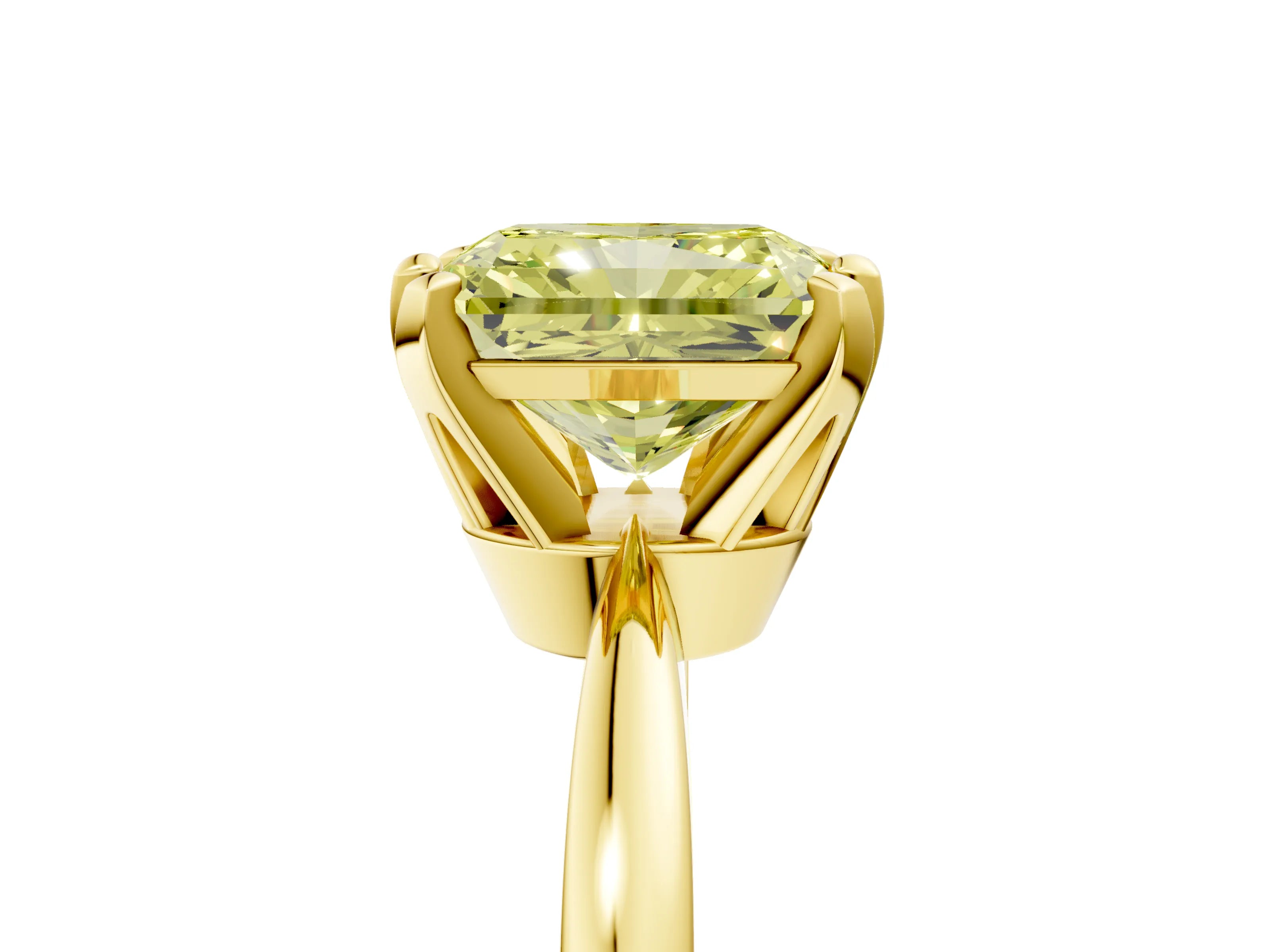 Yellow gold Fancy Yellow Radiant Cut Solitaire Engagement Ring with Six-Prong Setting and Tapered Band_5
