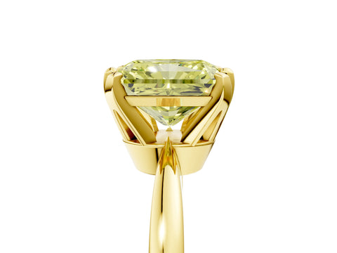Yellow gold Fancy Yellow Radiant Cut Solitaire Engagement Ring with Six-Prong Setting and Tapered Band_5
