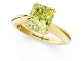 Yellow gold Fancy Yellow Radiant  Cut Solitaire Engagement Ring with Tapered Band and Four-Prong Setting 1