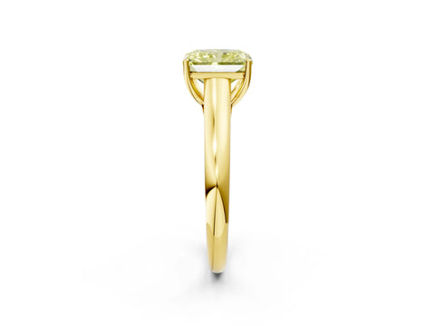 Yellow gold Fancy Yellow Radiant Cut Solitaire Engagement Ring with Tapered Band and Four-Prong Setting_5
