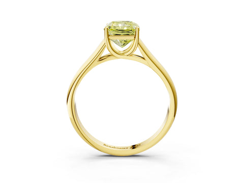 Yellow gold Fancy Yellow Radiant Cut Solitaire Engagement Ring with Tapered Band and Four-Prong Setting_6