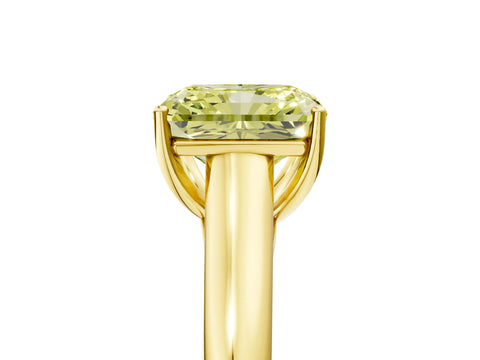 Yellow gold Fancy Yellow Radiant Cut Solitaire Engagement Ring with Tapered Band and Four-Prong Setting_8