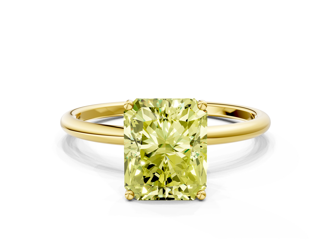Yellow gold Fancy Yellow Radiant  Cut Solitaire Engagement Ring with Thin Band and Four-Prong Setting_3