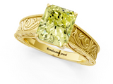 Yellow gold Fancy Yellow Radiant  Cut Solitaire Engraved Band with Four-Prong Setting_62