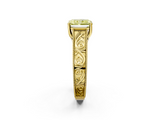 Yellow gold Fancy Yellow Radiant  Cut Solitaire Engraved Band with Four-Prong Setting_63