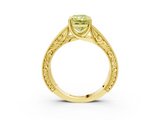 Yellow gold Fancy Yellow Radiant  Cut Solitaire Engraved Band with Four-Prong Setting_64