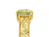 Yellow gold Fancy Yellow Radiant  Cut Solitaire Engraved Band with Four-Prong Setting_66