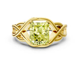 Yellow gold Fancy Yellow Radiant Cut Solitaire Intertwined Band Prong Setting Ring