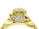 Yellow gold Fancy Yellow Radiant Cut Solitaire Leaf-Inspired Engagement Ring with Prong Setting_16
