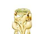 Yellow gold Fancy Yellow Radiant Cut Solitaire Leaf-Inspired Engagement Ring with Prong Setting_17