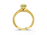 Yellow gold Fancy Yellow Radiant Cut Solitaire Milgrain Engraved Band with Four-Prong Setting_3