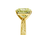 Yellow gold Fancy Yellow Radiant Cut Solitaire Milgrain Engraved Band with Four-Prong Setting_5