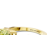 Yellow gold Fancy Yellow Radiant Cut Solitaire Milgrain Leaf Band with Prong Setting