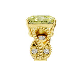 Yellow gold Fancy Yellow Radiant Cut Solitaire Milgrain Leaf Band with Prong Setting_5