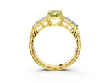 Yellow gold Fancy Yellow Radiant Cut Solitaire Princess Side Stone Engraved Band Prong Setting Ring_3