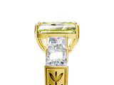 Yellow gold Fancy Yellow Radiant Cut Solitaire Princess Side Stone Engraved Band Prong Setting Ring_5