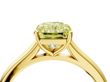 Yellow gold Fancy Yellow Radiant  Cut Solitaire Ring with Cathedral Band and Four-Prong Setting_45