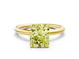 Yellow gold Fancy Yellow Radiant  Cut Solitaire Ring with Thin Band and Four-Prong Setting_16