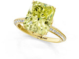 Yellow gold Fancy Yellow Radiant Cut Solitaire Split Shank Pave Diamond Engagement Ring with Four-Prong Setting_49