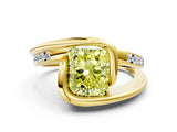 Yellow gold Fancy Yellow Radiant Cut Solitaire Tension-Set Diamond Split Shank Ring