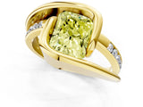 Yellow gold Fancy Yellow Radiant Cut Solitaire Tension-Set Diamond Split Shank Ring_1