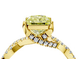 Yellow gold Fancy Yellow Radiant Cut Solitaire Twist Pave Diamond Engagement Ring with Prong Setting_4