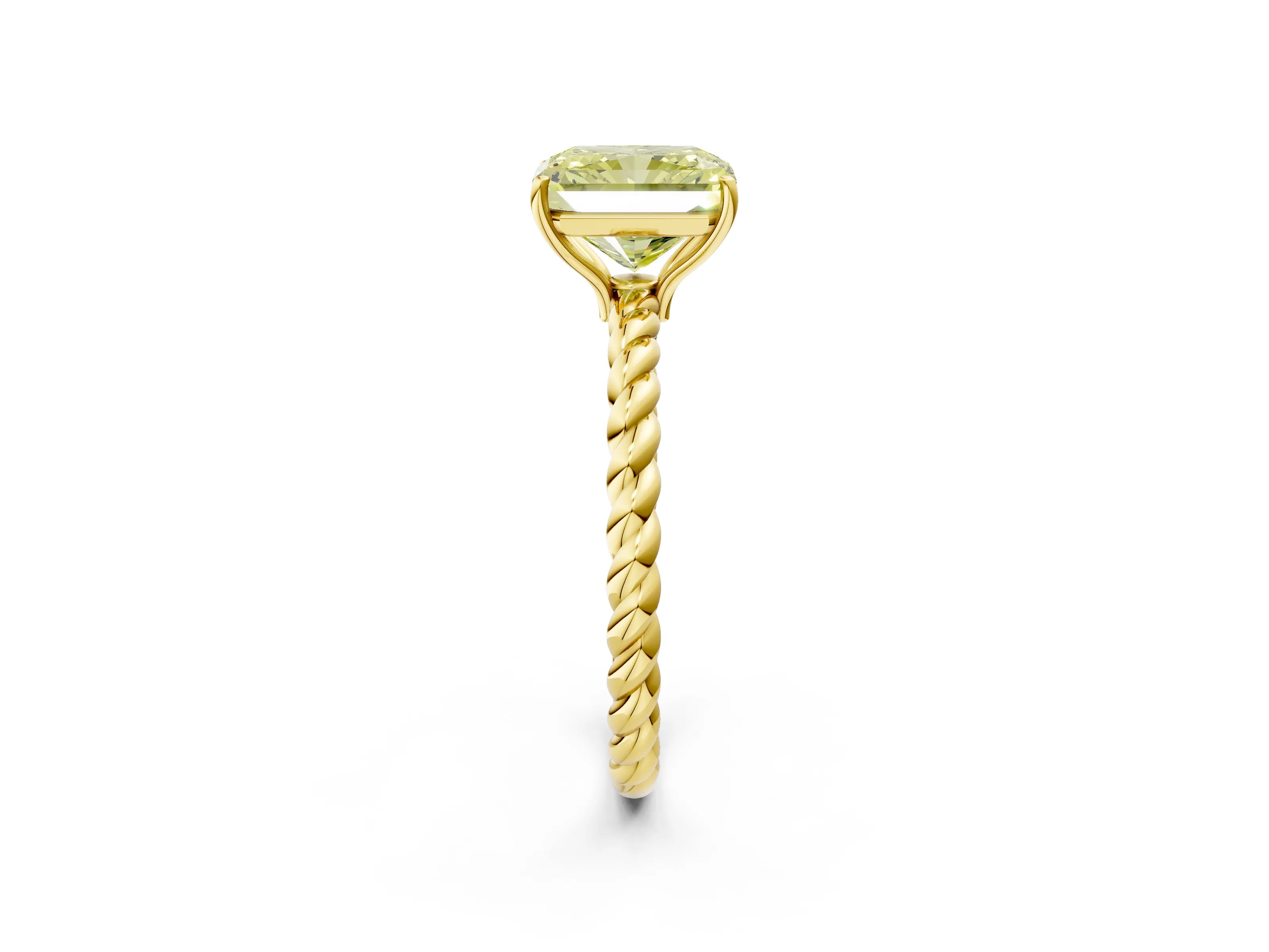 Yellow gold Fancy Yellow Radiant Cut Solitaire Twisted Band 4-Prong Ring_2