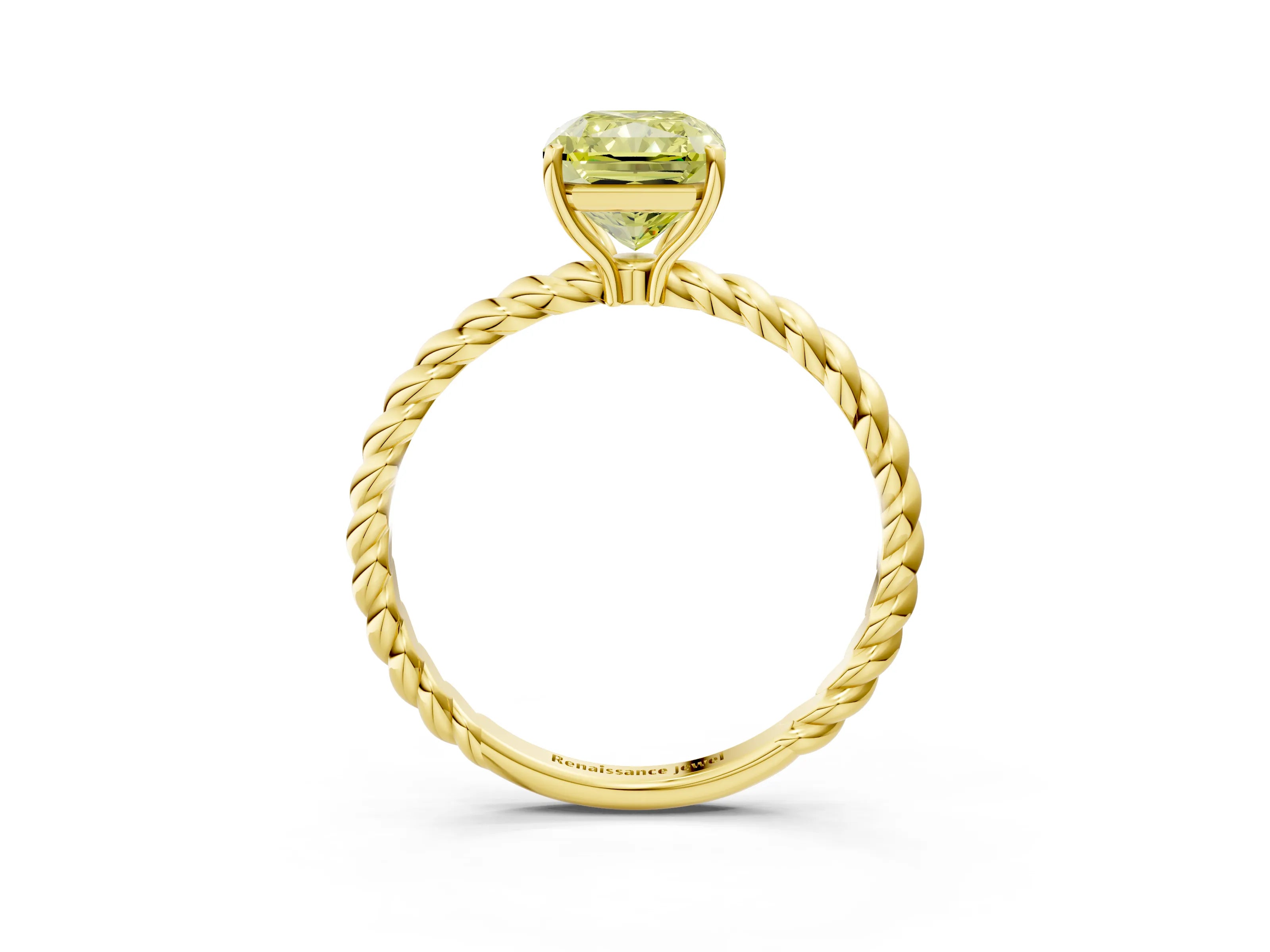Yellow gold Fancy Yellow Radiant Cut Solitaire Twisted Band 4-Prong Ring_3