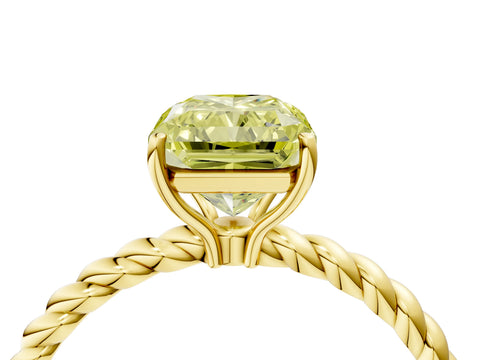 Yellow gold Fancy Yellow Radiant Cut Solitaire Twisted Band 4-Prong Ring_4