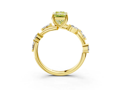 Yellow gold Fancy Yellow Radiant Cut Solitaire Twisted Band Marquise Accent Prong Setting Ring_3