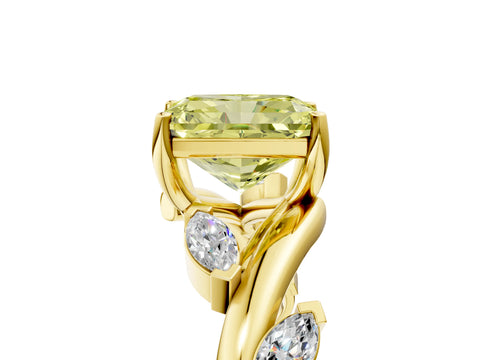 Yellow gold Fancy Yellow Radiant Cut Solitaire Twisted Band Marquise Accent Prong Setting Ring_5