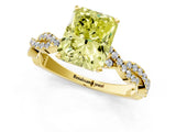Yellow gold Fancy Yellow Radiant Cut Solitaire Twisted Pave Band with Four-Prong Setting_4