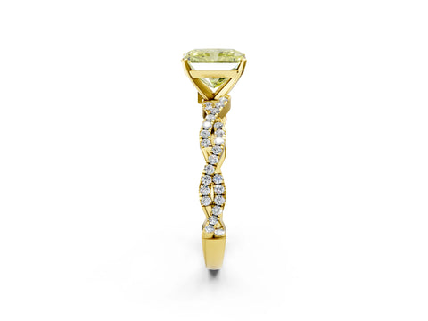 Yellow gold Fancy Yellow Radiant Cut Solitaire Twisted Pave Band with Four-Prong Setting_5