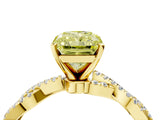 Yellow gold Fancy Yellow Radiant Cut Solitaire Twisted Pave Band with Four-Prong Setting_7